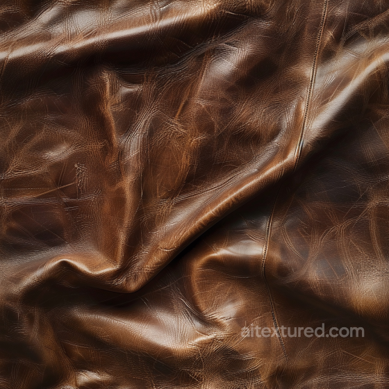 Wrinkled Brown Leather Seamless Texture with Stitching Detail Leather texture preview