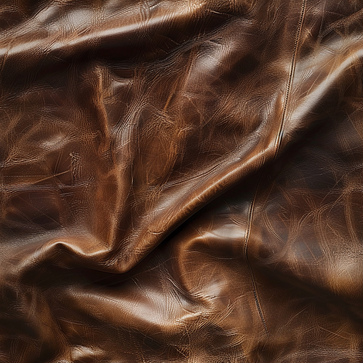 Wrinkled Brown Leather with Stitching Detail seamless PBR texture preview