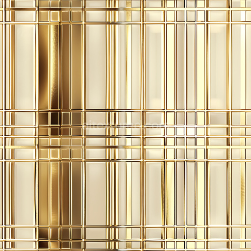 Seamless 3D PBR Texture Featuring Glossy Gold Plaid Lines on Cream Base