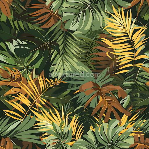 Seamless 3D Tropical Jungle Camouflage PBR Texture with Lush Leafy Pattern