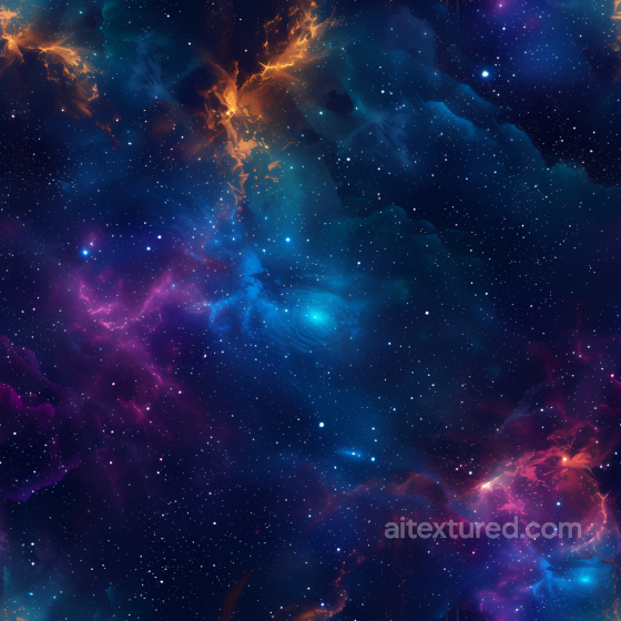 Space PBR Texture Featuring Vibrant Nebula and Starfield in Deep Blues and Fiery Oranges Star, space, planets texture preview