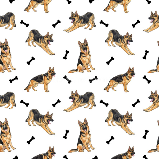 Pattern Bundle - Seamless 3D PBR Texture Featuring Playful German Shepherd Dog Motifs and Bone Icons texture preview