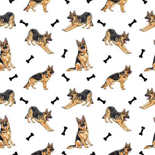 Featuring Playful German Shepherd Dog Motifs and Bone Icons seamless Pattern Bundle PBR texture