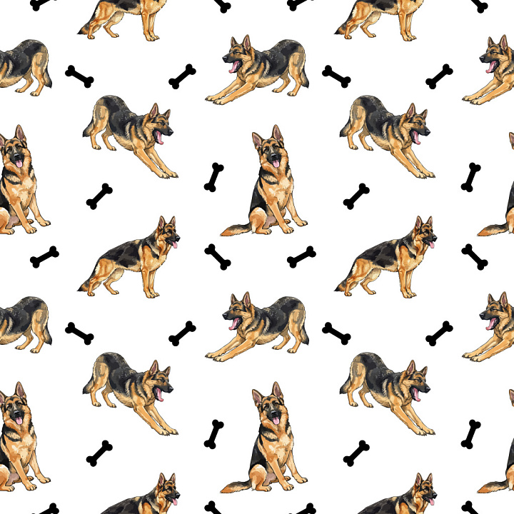 Featuring Playful German Shepherd Dog Motifs and Bone Icons seamless PBR texture preview