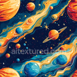 seamless Seamless 3D Space PBR Texture with Stylized Nebulae and Vibrant Planets texture 8k free download PBR