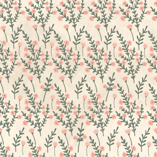Floral Fabric Texture with Soft Pink Flowers and Green Branches seamless Flower PBR texture