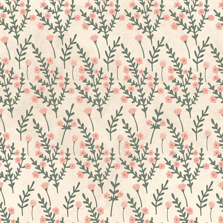 Floral Fabric with Soft Pink Flowers and Green Branches seamless PBR texture preview