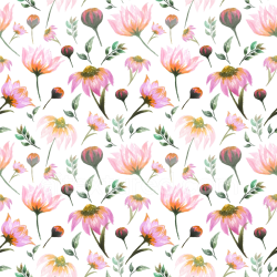 seamless Seamless 3D PBR Texture of Hand-Painted Pink Flower Pattern on White Fabric texture 8k free download PBR