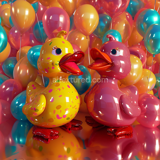 Seamless 3D Inflated Vinyl Duckling PBR Texture with Glossy Colorful Surface