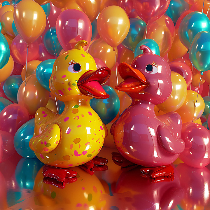 Inflated Vinyl Duckling with Glossy Colorful Surface seamless PBR texture preview