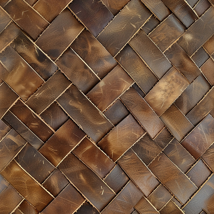 Woven Distressed Brown Leather with Detailed Grain and Scuffs seamless PBR texture preview