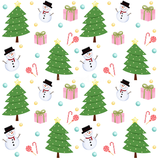 Seamless 3D PBR Texture with Christmas Trees, Snowmen & Gifts Pattern