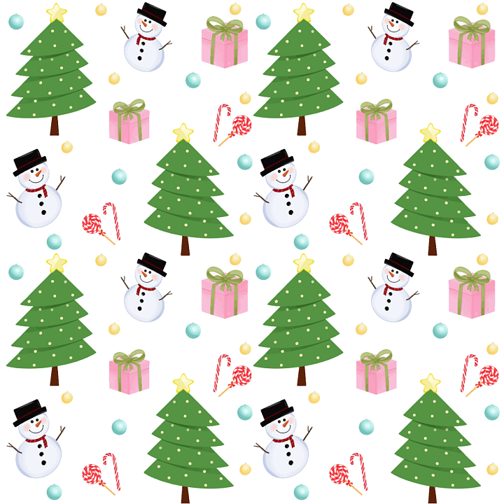 with Christmas Trees, Snowmen & Gifts Pattern seamless PBR texture preview