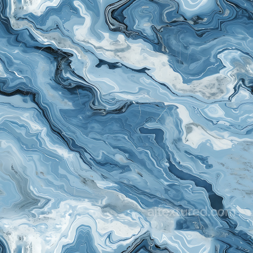 Blue Bahia Marble PBR Texture with Organic Flowing Veins and Polished Finish seamless Marble PBR texture
