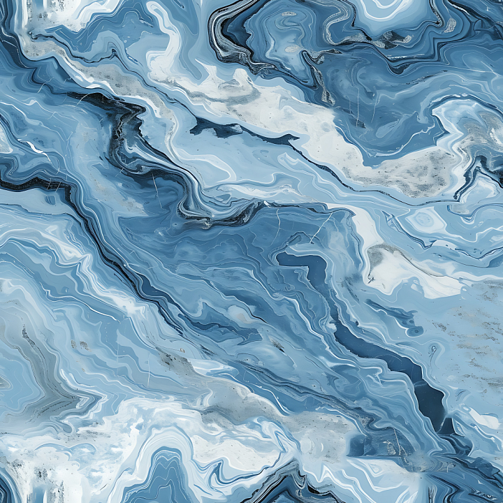 Blue Bahia Marble with Organic Flowing Veins and Polished Finish seamless PBR texture preview