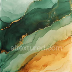 seamless Seamless 3D Alcohol Ink PBR Texture Featuring Green and Amber Fluid Waves with Gold Veining texture 8k free download PBR