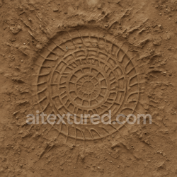seamless Seamless 3d texture pbr 8k fresh tire print on wet mud with circular pattern and mud splash effects texture 8k free download PBR