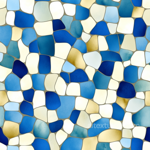 Mosaic PBR Texture Featuring Irregular Blue and Beige Stone Chips with Soft Matte Finish seamless Mosaic PBR texture