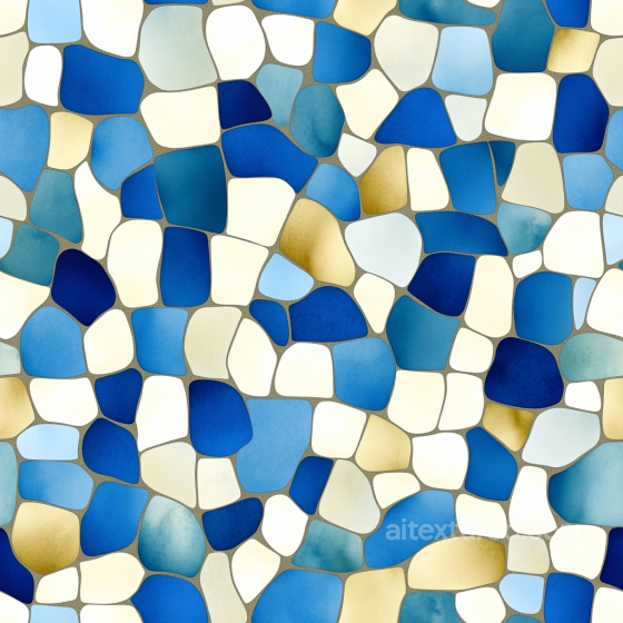Mosaic PBR Texture Featuring Irregular Blue and Beige Stone Chips with Soft Matte Finish Mosaic texture preview