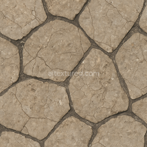 Seamless 3d texture pbr 8k flagstone rough with dark grout and stone chips natural wear