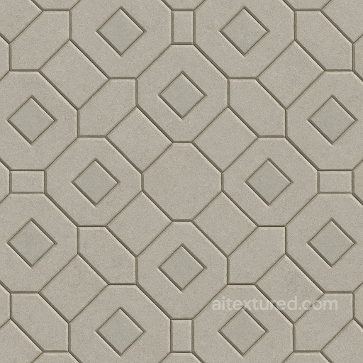 Seamless Stone PBR Texture - Park Pathway Made Trapezoidal Tiles Each Containing Square seamless Stone PBR texture