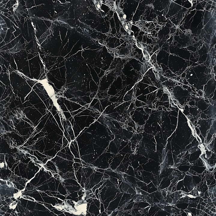 Black Marble Featuring Bold White Veins on Polished Stone seamless PBR texture preview