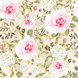seamless Seamless 3D PBR Watercolour Floral Fabric Texture with Pink and White Roses texture 8k free download PBR