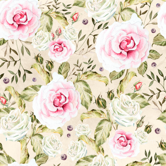 Watercolour Floral Fabric Texture with Pink and White Roses Flower texture preview
