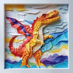 seamless Seamless 3D PBR Texture of Colorful Dinosaur Origami Paper Art texture 8k free download PBR