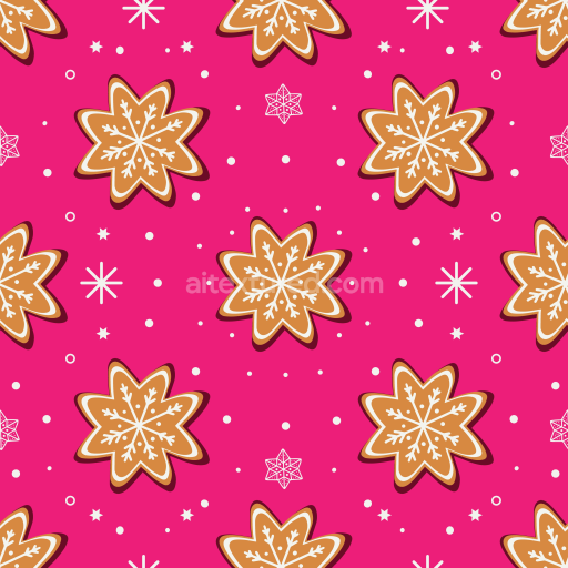 Seamless 3D PBR Texture Featuring Festive Gingerbread Cookie Pattern on Pink Background