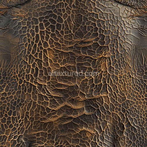 Seamless 3D PBR Texture of Cracked Distressed Brown Leather with Deep Wrinkles
