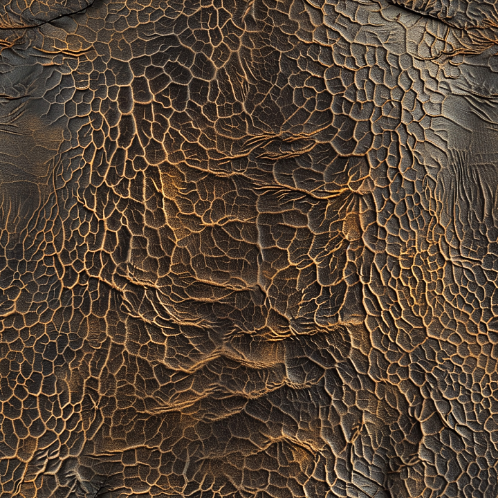 Cracked Distressed Brown Leather with Deep Wrinkles seamless PBR texture preview