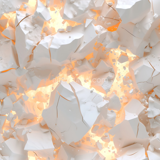 Seamless 3D Cracked Ceramic Plaster PBR Texture with Jagged Fractures and Light Glow