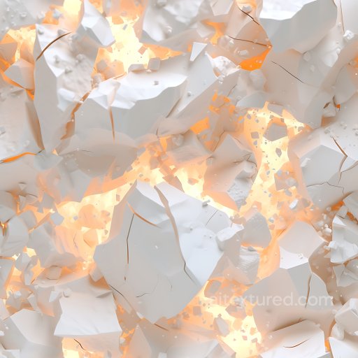 Cracked Ceramic Plaster PBR Texture with Jagged Fractures and Light Glow seamless Cracked & Holes PBR texture