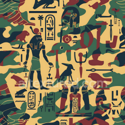 seamless Seamless 3D Camouflage PBR Texture Featuring Ancient Egyptian Symbols and Earthy Color Patches texture 8k free download PBR