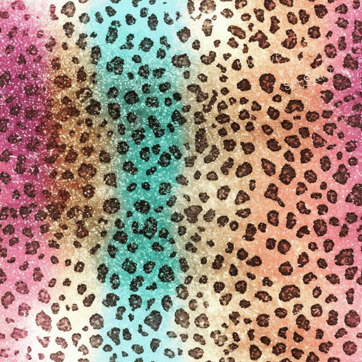 Vibrant Multi-Color Leopard Print Fabric seamless PBR texture preview