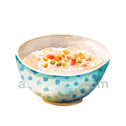 seamless Watercolor Polka Dot Bowl of Multigrain Porridge Breakfast Illustration texture 8k free download PBR