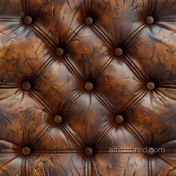 Distressed Brown Quilted Leather PBR Texture with Buttoned Upholstery and Wrinkle Details Leather texture preview