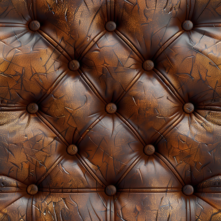 Distressed Brown Quilted Leather with Buttoned Upholstery and Wrinkle D… seamless PBR texture preview