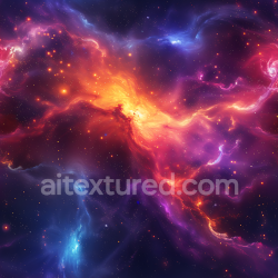 seamless Seamless 3D Space PBR Texture Featuring Dynamic Nebulae and Starfields in Vibrant Blue, Purple, and Orange texture 8k free download PBR