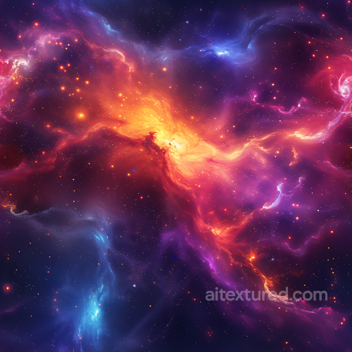 Space PBR Texture Featuring Dynamic Nebulae and Starfields in Vibrant Blue, Purple, and O… seamless Star, space, planets PBR texture
