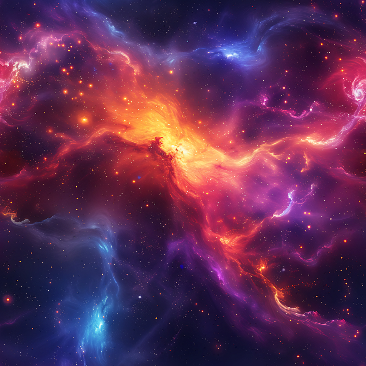 Space Featuring Dynamic Nebulae and Starfields in Vibrant Blue, Purple,… seamless PBR texture preview