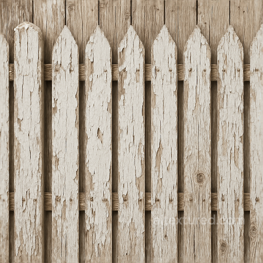 Seamless 8K 3D Texture PBR Rustic Picket Fence With Painted Wood And Peeling Paint Effect seamless Fences PBR texture