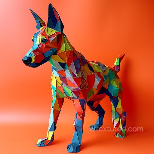 Animal - Seamless 3D PBR Texture Featuring Australian Kelpie Origami Style Multicolor Geometric Pa… texture preview