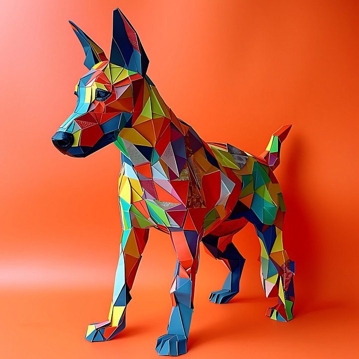 Featuring Australian Kelpie Origami Style Multicolor Geometric Patterns seamless PBR texture preview