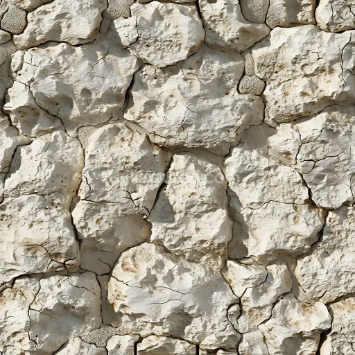 Seamless 3D Weathered Limestone Rock Wall PBR Texture with Cracks and Rough Surface