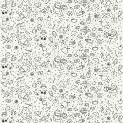 seamless Seamless 3D PBR Cartoon Doodle Line Art Texture in Black & White texture 8k free download PBR