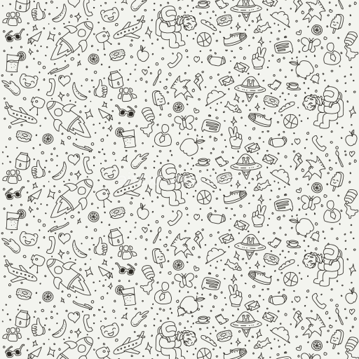 Seamless 3D PBR Cartoon Doodle Line Art Texture in Black & White
