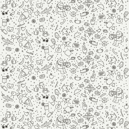 Cartoon Doodle Line Art Texture in Black & White seamless White & Black PBR texture