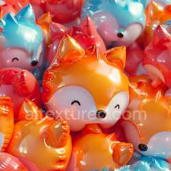 seamless Seamless 3D Inflated PBR Texture of Glossy Vinyl Fox Plush Toys in Bright Colors texture 8k free download PBR